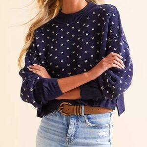 Free People Midnight Blue Knit Sweater